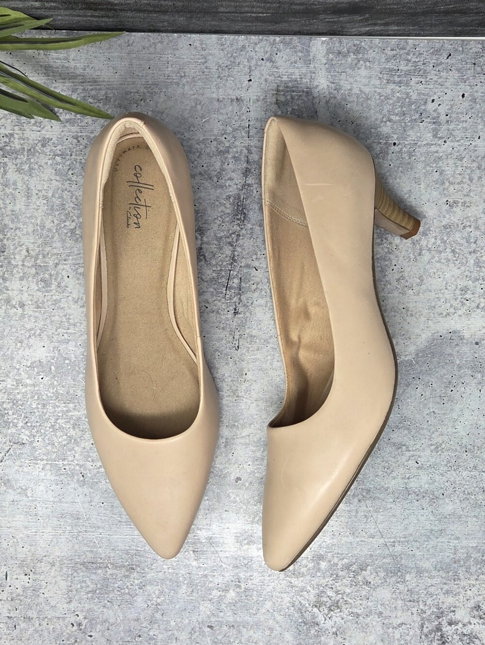 Clarks Linvale Jerica Nude Pointed Toe Heels Pumps Size 12 Classic Office Beige